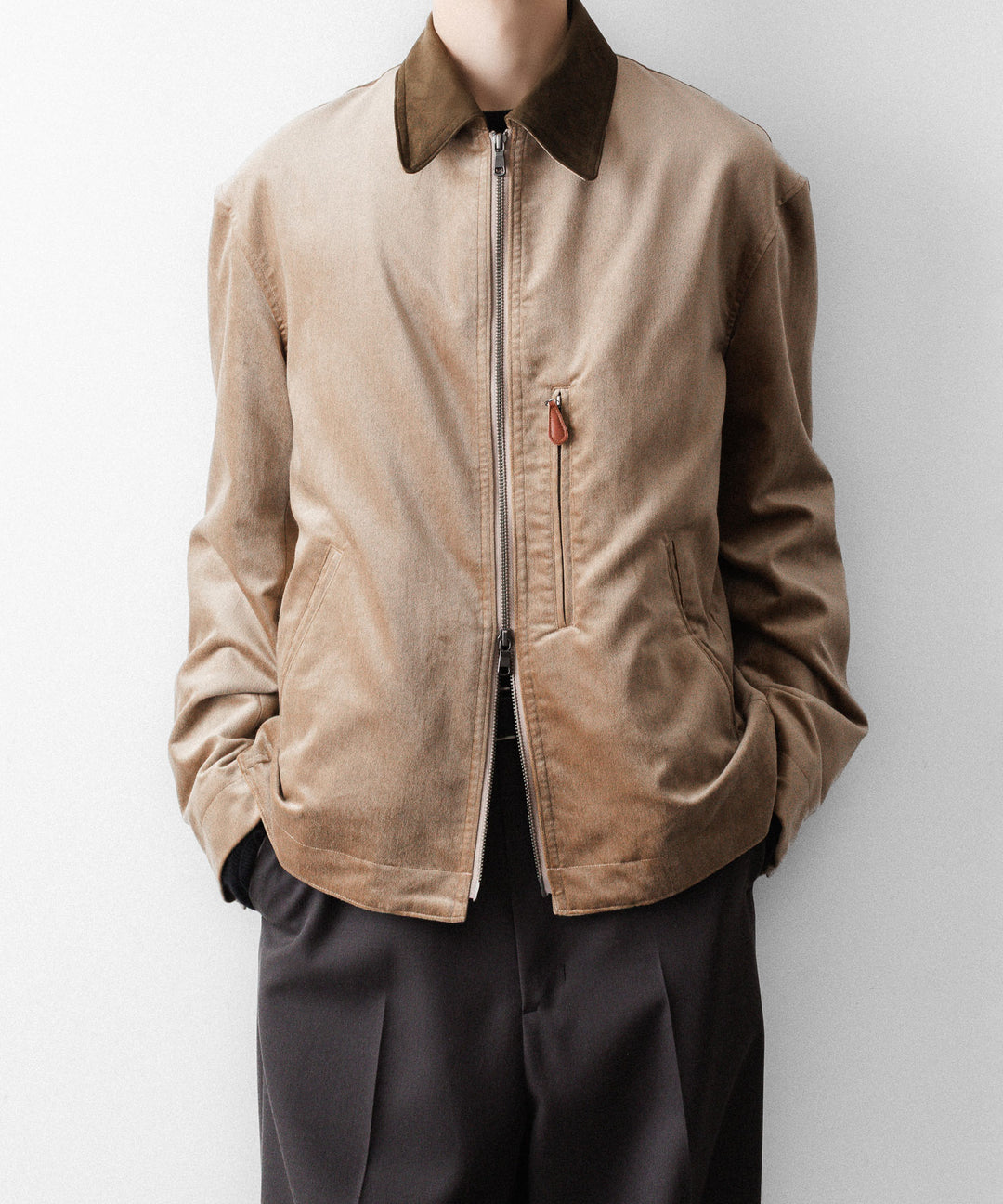 ANTHEM Aアンセムエー のCOTTON VELVET MINIMAL RIDING JACKET - BEIGEの公式通販サイトsession福岡セレクトショップ