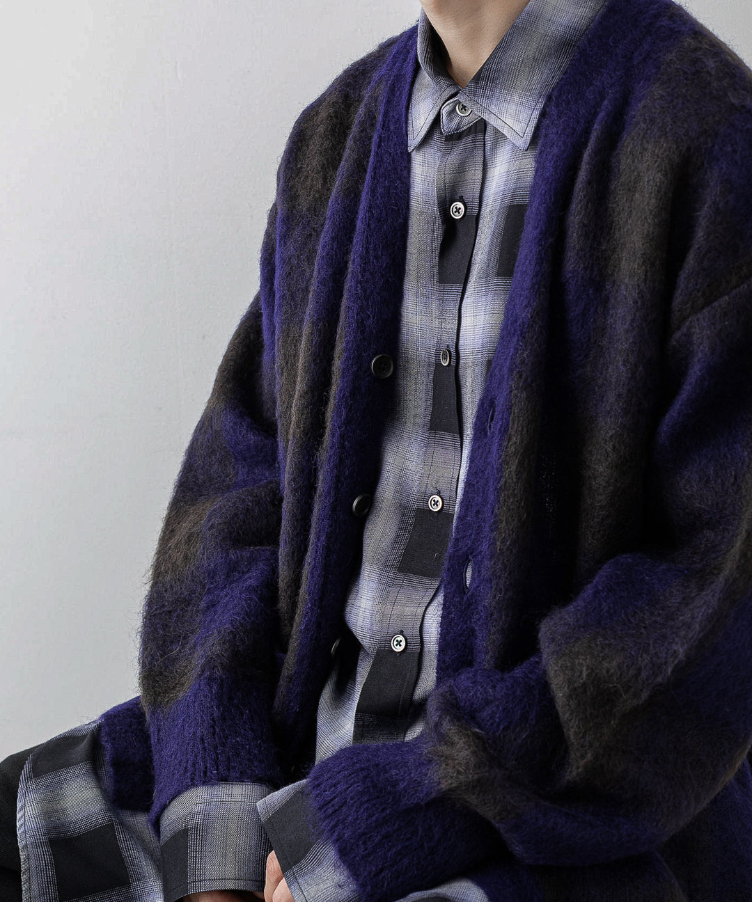 stein(シュタイン)のCOLOR COMBINATION MOHAIR CARDIGANのBLOCK CHECK 公式通販サイトsession福岡セレクトショップ