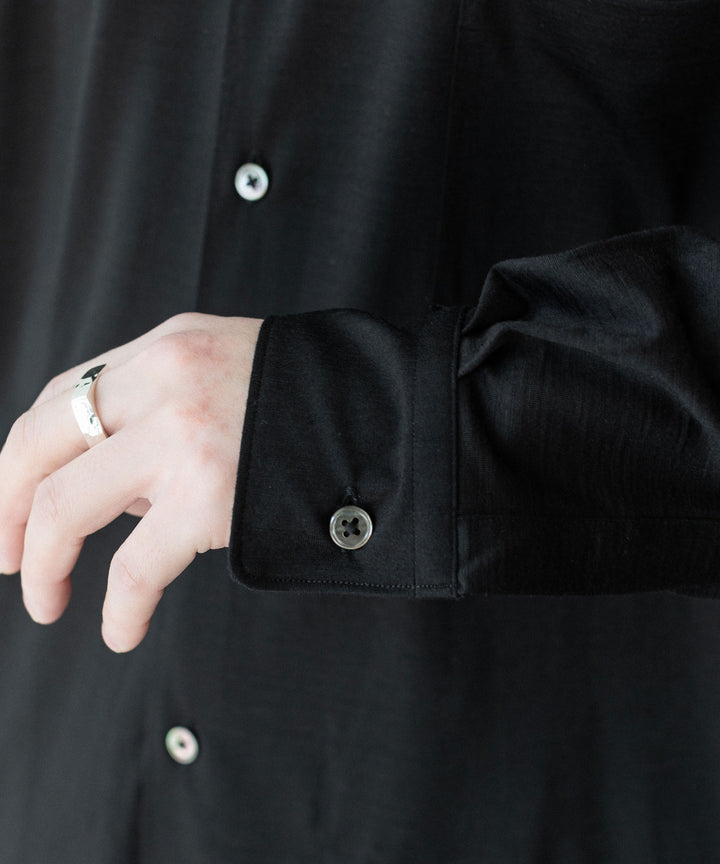 INTÉRIM インテリムEXTRA FINE MERINO WOOL JERSEY L/S REGULAR COLLAR SHIRTのBLACK 公式通販サイトsession福岡セレクトショップ