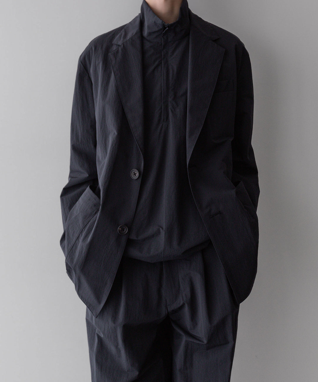【stein】ssstein シュタインのWINDPROOF NYLON WIDE EASY TROUSERSのBLACK 公式通販サイトsession福岡セレクトショップ