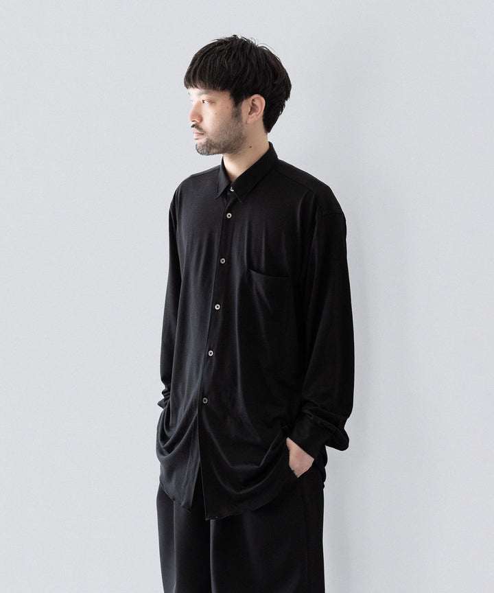 INTÉRIM インテリムEXTRA FINE MERINO WOOL JERSEY L/S REGULAR COLLAR SHIRTのBLACK 公式通販サイトsession福岡セレクトショップ