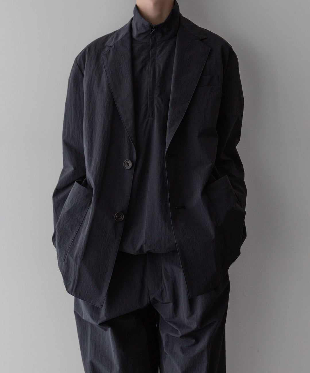 【stein】ssstein シュタインのWINDPROOF NYLON WIDE EASY TROUSERSのBLACK 公式通販サイトsession福岡セレクトショップ