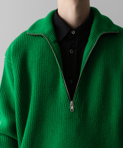 【ssstein】OVERSIZED DRIVERS KNIT HALF ZIP PULLOVER - GREEN