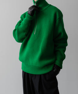 【ssstein】OVERSIZED DRIVERS KNIT HALF ZIP PULLOVER - GREEN