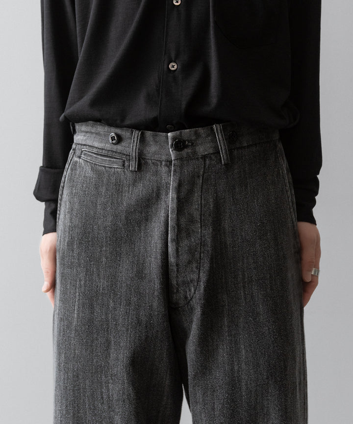 【INTÉRIM】VINTAGE FADE LIGHT DENIM MIL BAGGY TROUSER - MID BLACK