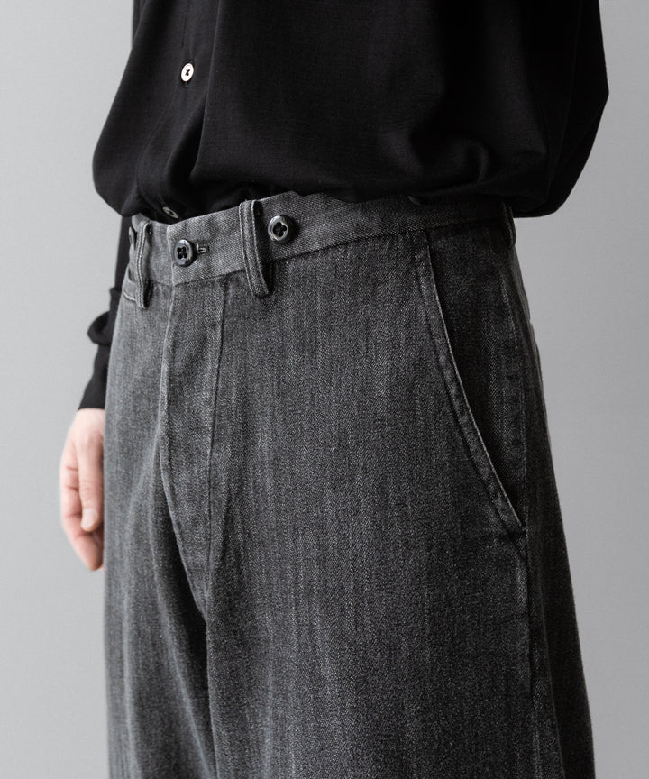 【INTÉRIM】VINTAGE FADE LIGHT DENIM MIL BAGGY TROUSER - MID BLACK