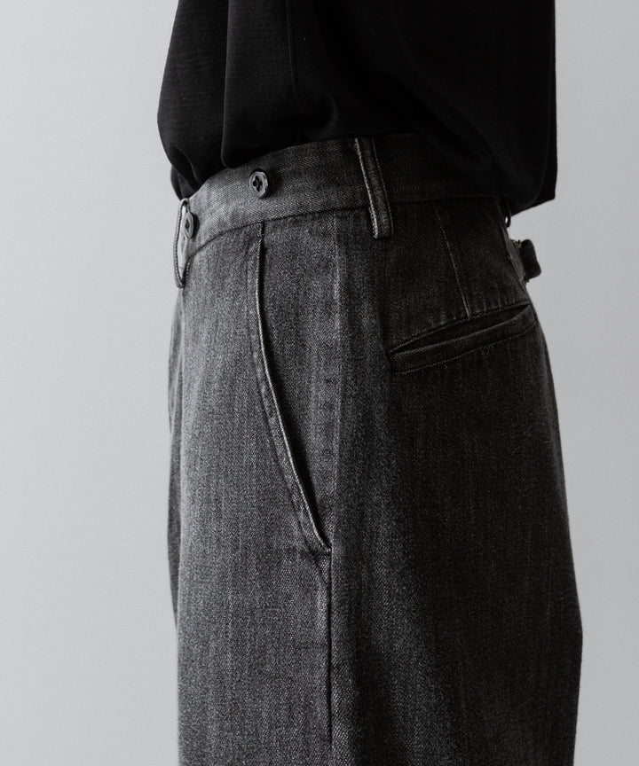 【INTÉRIM】VINTAGE FADE LIGHT DENIM MIL BAGGY TROUSER - MID BLACK