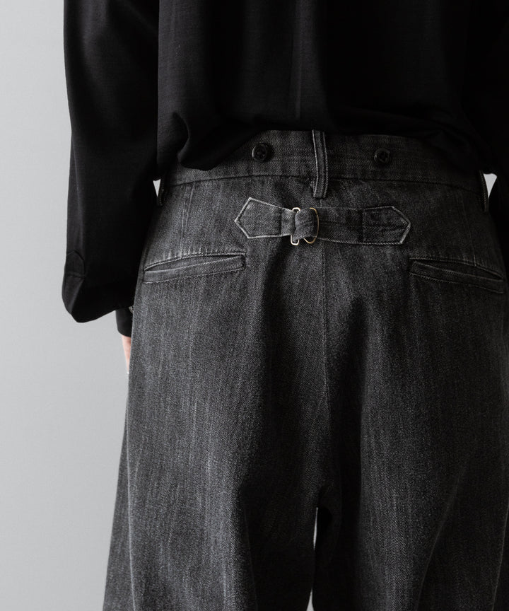 【INTÉRIM】VINTAGE FADE LIGHT DENIM MIL BAGGY TROUSER - MID BLACK