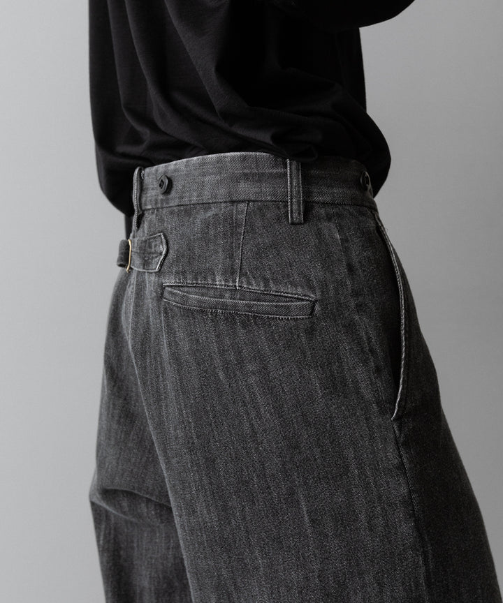 【INTÉRIM】VINTAGE FADE LIGHT DENIM MIL BAGGY TROUSER - MID BLACK