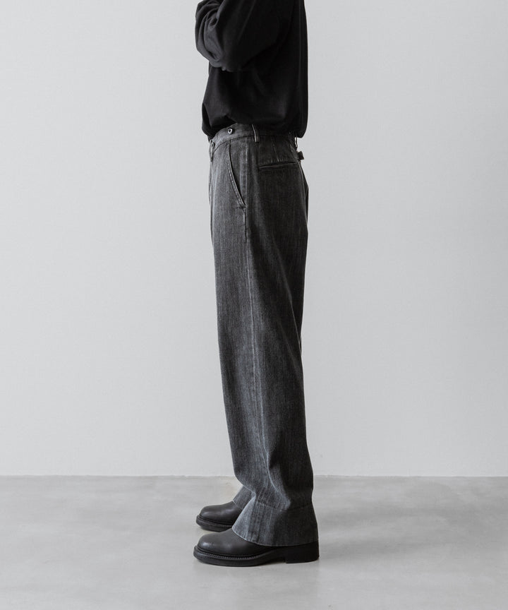 【INTÉRIM】VINTAGE FADE LIGHT DENIM MIL BAGGY TROUSER - MID BLACK