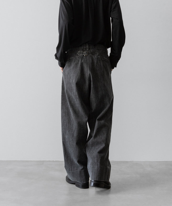 【INTÉRIM】VINTAGE FADE LIGHT DENIM MIL BAGGY TROUSER - MID BLACK