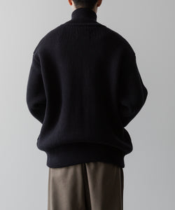 【ssstein】OVERSIZED DRIVERS KNIT ZIP JACKET - DARK NAVY