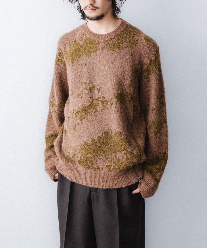 【ANTHEM A】SURI-ALPACA JACQUARD KNIT PULLOVER - KHAKI BEIGE