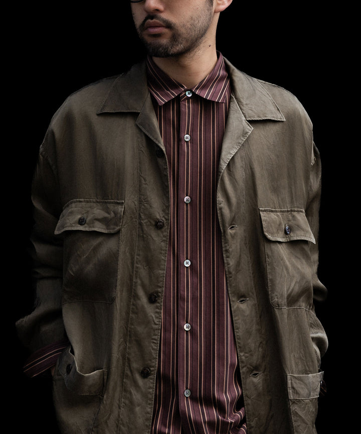 ANTHEM A-アンセムエーのPIGMENT CUPRO OPEN COLLAR SHIRTのKHAKI 公式通販サイトsession福岡セレクトショップ