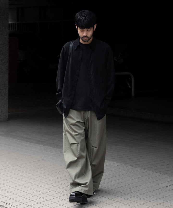 VEIN ヴェインのSYNTHETIC SUEDE LEATHER L/S SHIRT - BLACKの公式通販サイトsession福岡セレクトショップ