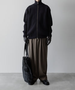 【ssstein】OVERSIZED DRIVERS KNIT ZIP JACKET - DARK NAVY