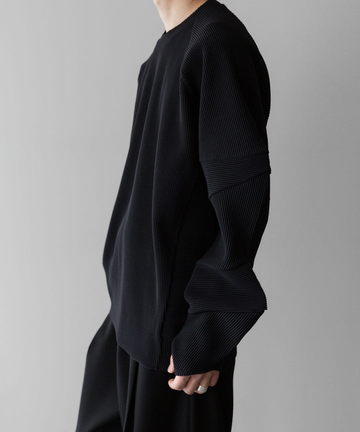 【stein】ssstein シュタインのGRADATION PLEATS COMBINATION SLEEVES LSのBLACK　 公式通販サイトsession福岡セレクトショップ