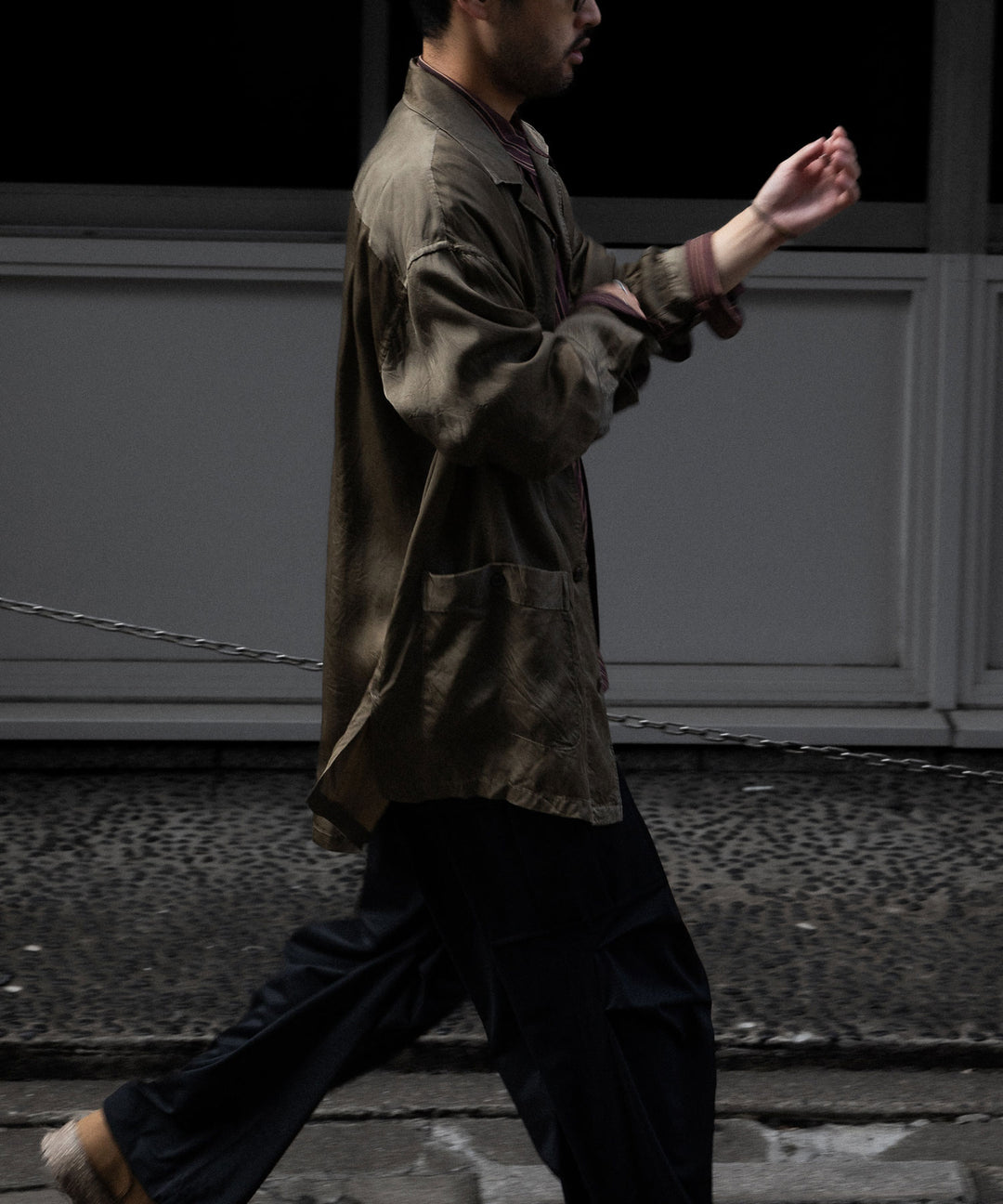 ANTHEM A-アンセムエーのPIGMENT CUPRO OPEN COLLAR SHIRTのKHAKI 公式通販サイトsession福岡セレクトショップ