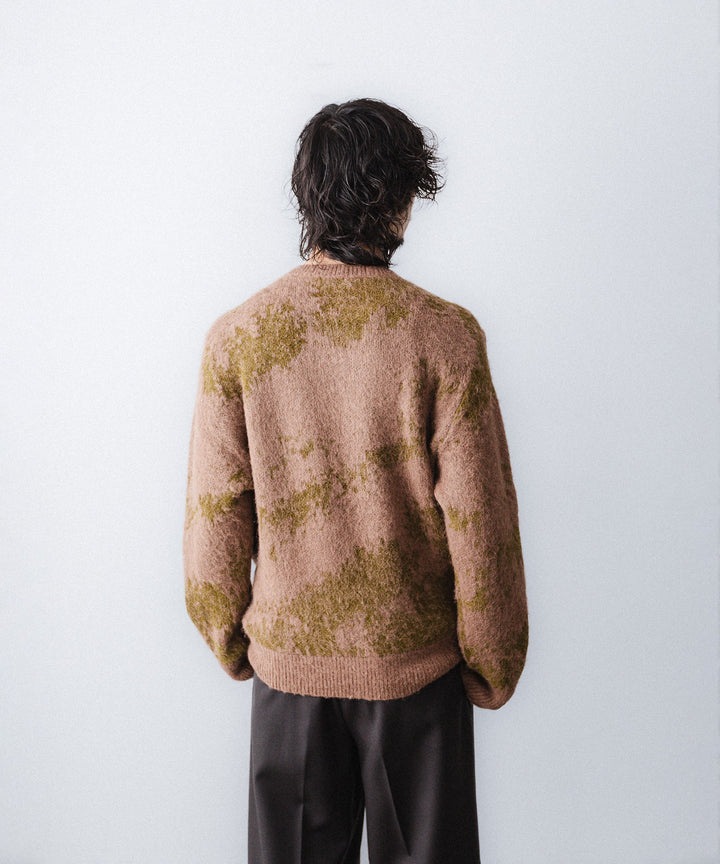 【ANTHEM A】SURI-ALPACA JACQUARD KNIT PULLOVER - KHAKI BEIGE