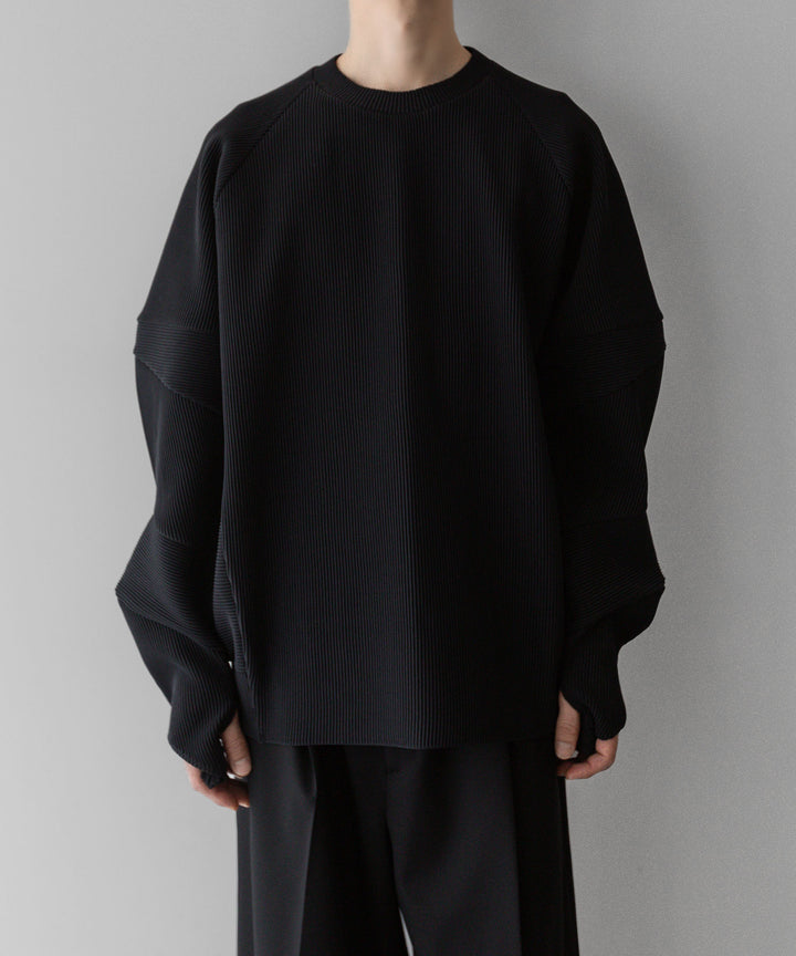 【stein】ssstein シュタインのGRADATION PLEATS COMBINATION SLEEVES LSのBLACK　 公式通販サイトsession福岡セレクトショップ