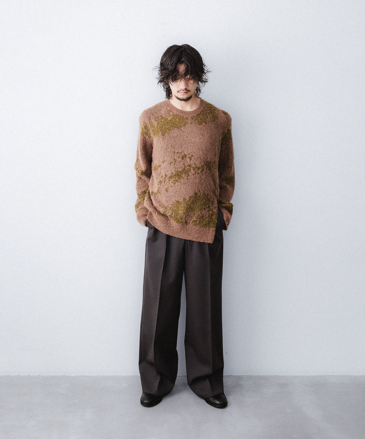 【ANTHEM A】SURI-ALPACA JACQUARD KNIT PULLOVER - KHAKI BEIGE