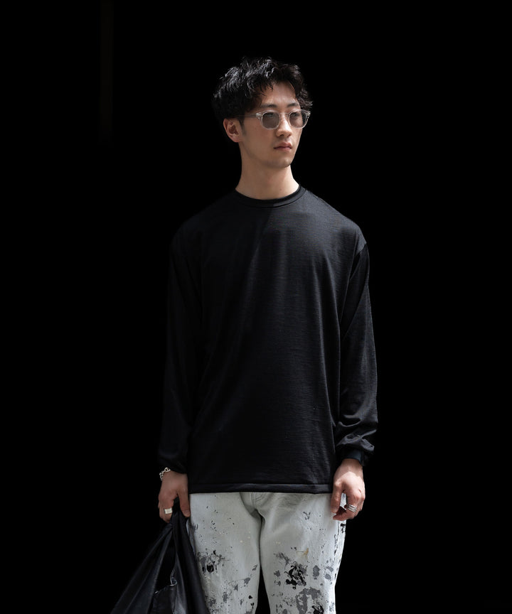INTÉRIM - インテリムのEXTRA FINE MERINO WOOL L/S TEEのBLACK公式通販サイトsession福岡セレクトショップ