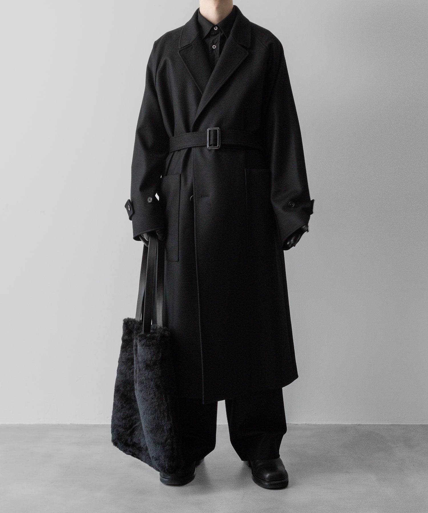 【ssstein】OVERSIZED POCKET COAT - BLACK