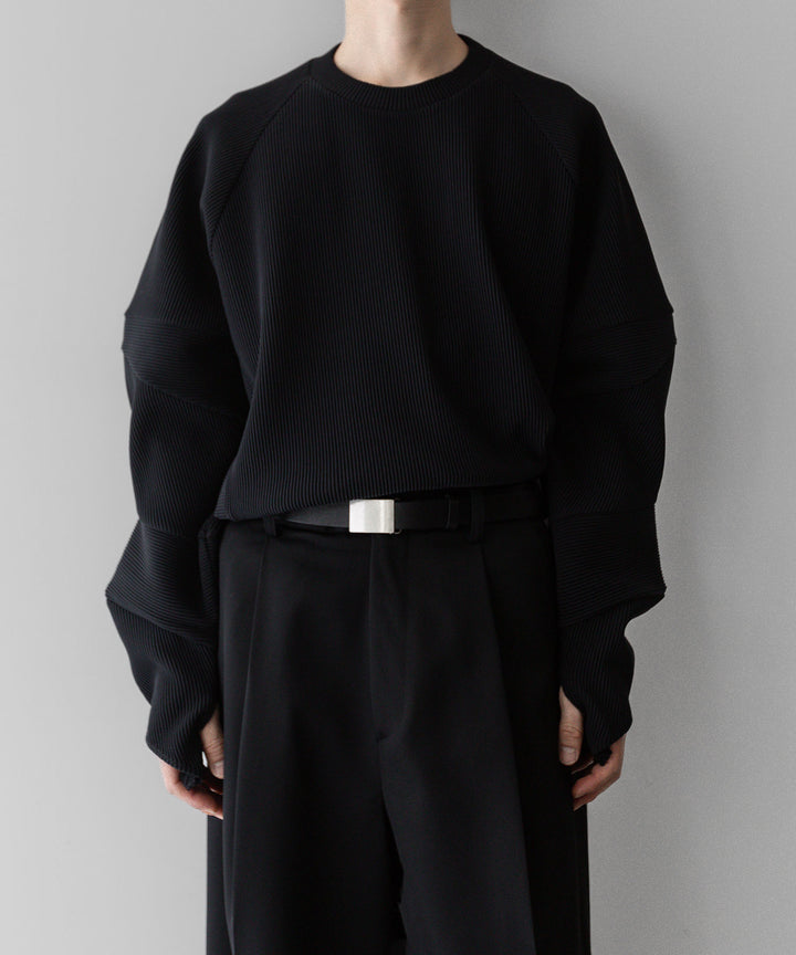 【stein】ssstein シュタインのGRADATION PLEATS COMBINATION SLEEVES LSのBLACK　 公式通販サイトsession福岡セレクトショップ