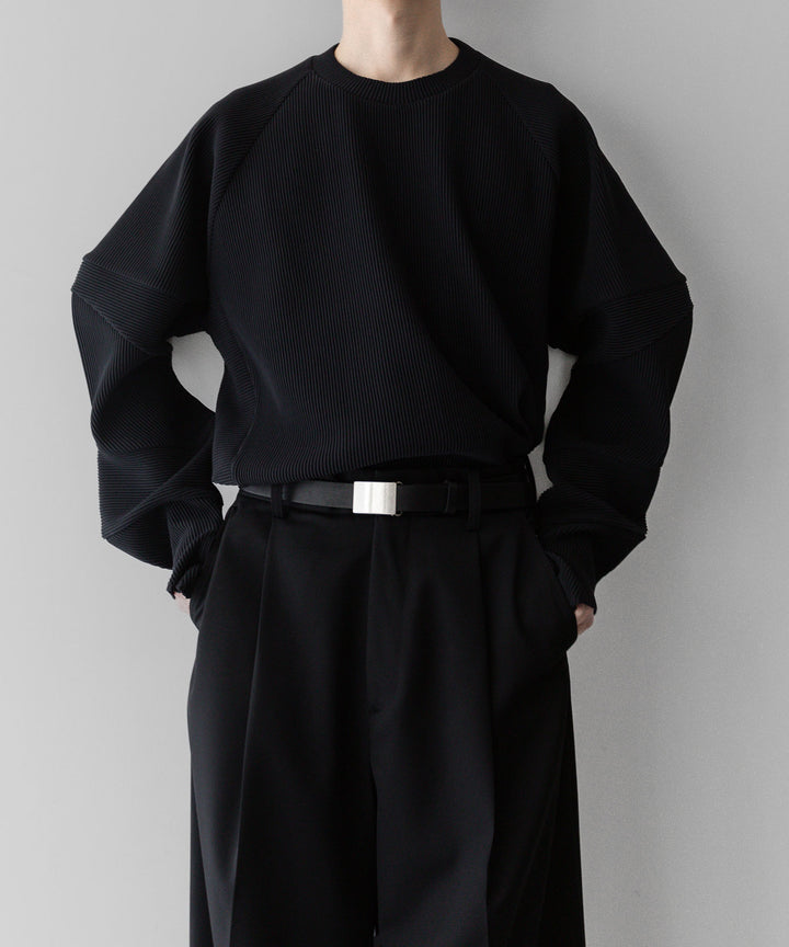 【stein】ssstein シュタインのGRADATION PLEATS COMBINATION SLEEVES LSのBLACK　 公式通販サイトsession福岡セレクトショップ