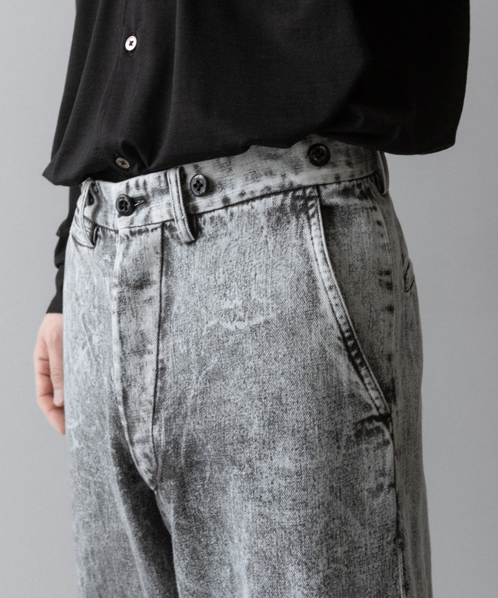 【INTÉRIM】VINTAGE FADE LIGHT DENIM MIL BAGGY TROUSER - LIGHT BLACK