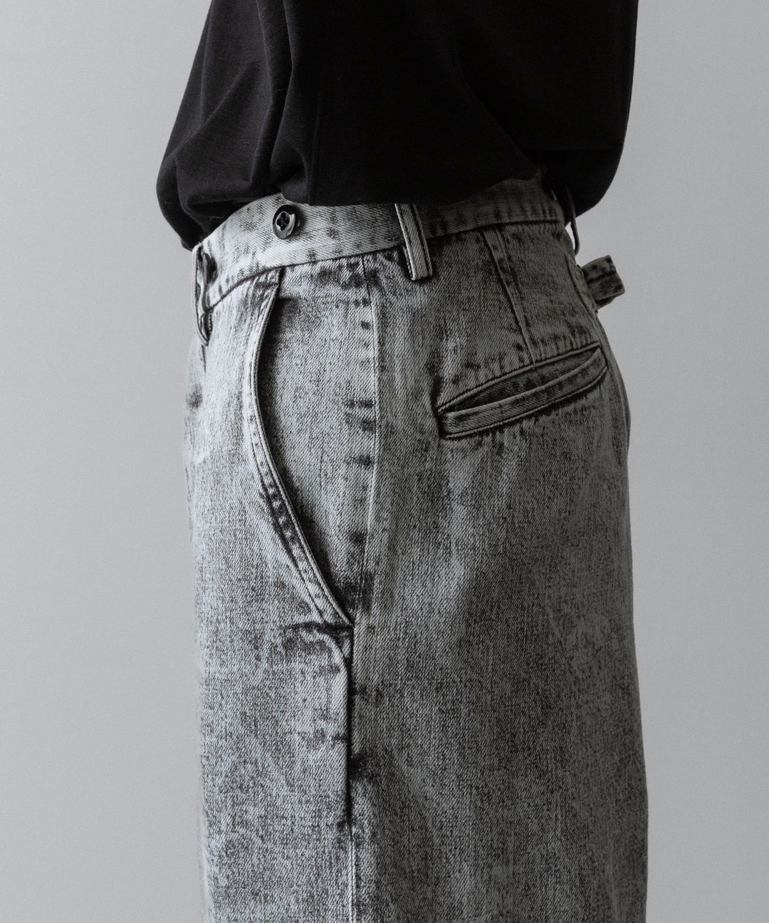 【INTÉRIM】VINTAGE FADE LIGHT DENIM MIL BAGGY TROUSER - LIGHT BLACK