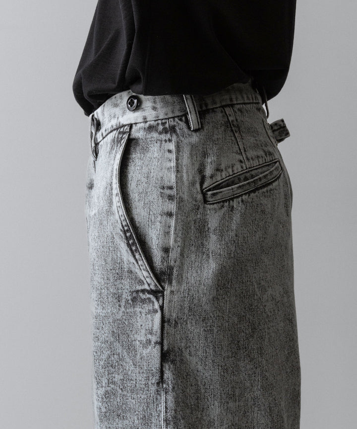 【INTÉRIM】VINTAGE FADE LIGHT DENIM MIL BAGGY TROUSER - LIGHT BLACK