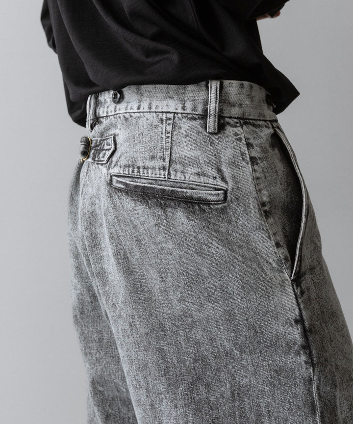 【INTÉRIM】VINTAGE FADE LIGHT DENIM MIL BAGGY TROUSER - LIGHT BLACK