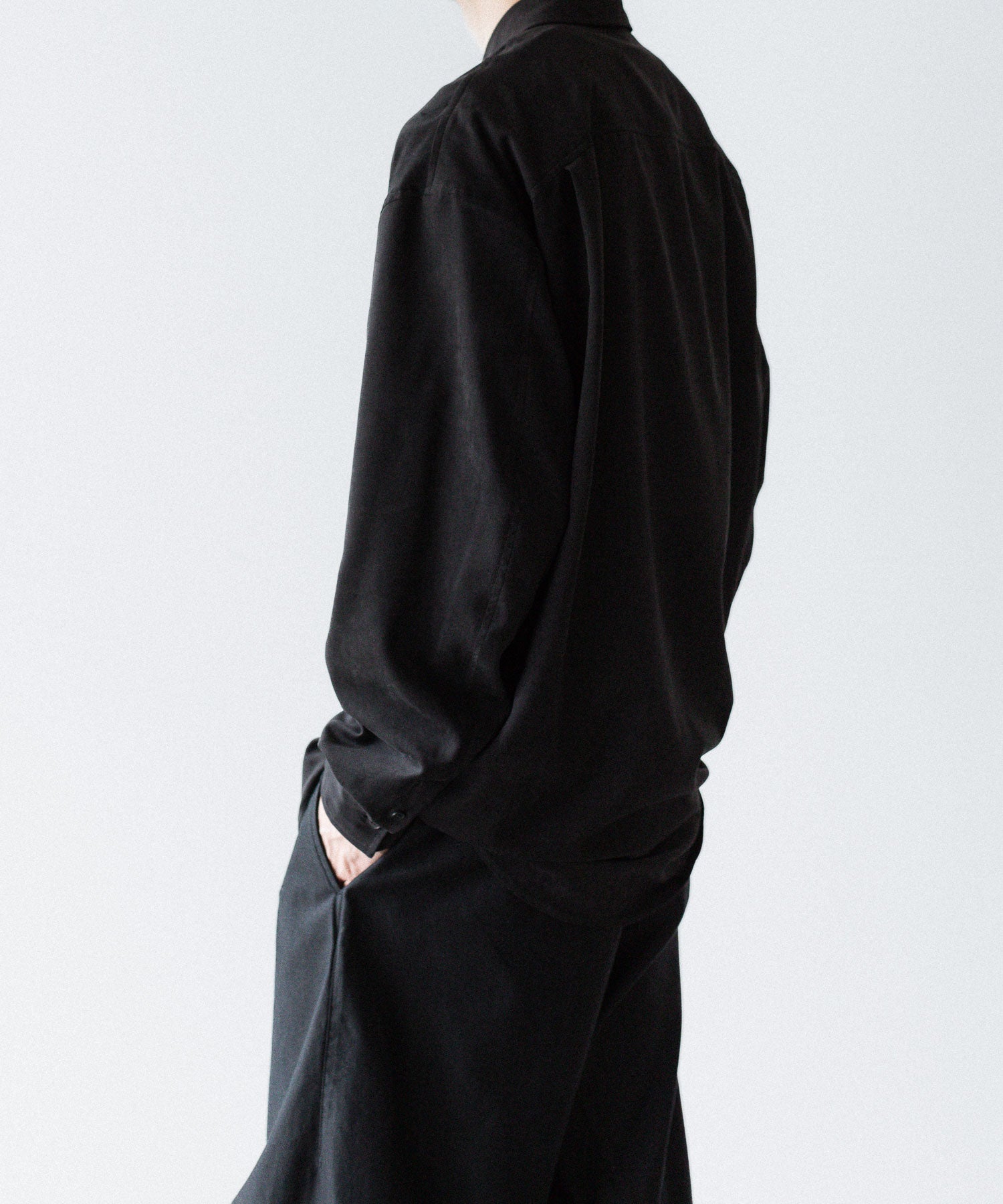 VEIN ヴェインのSYNTHETIC SUEDE LEATHER L/S SHIRT - BLACKの公式通販サイトsession福岡セレクトショップ