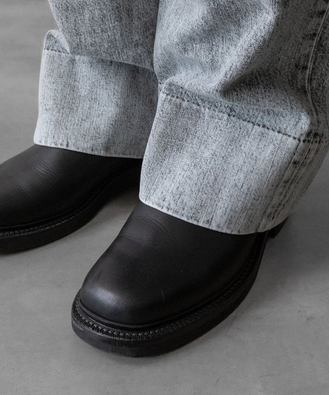 【INTÉRIM】VINTAGE FADE LIGHT DENIM MIL BAGGY TROUSER - LIGHT BLACK