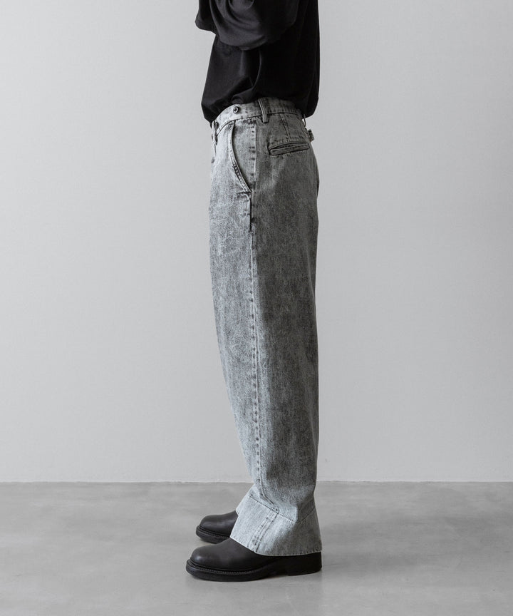 【INTÉRIM】VINTAGE FADE LIGHT DENIM MIL BAGGY TROUSER - LIGHT BLACK