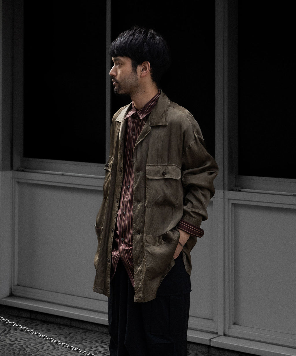 ANTHEM A-アンセムエーのPIGMENT CUPRO OPEN COLLAR SHIRTのKHAKI 公式通販サイトsession福岡セレクトショップ