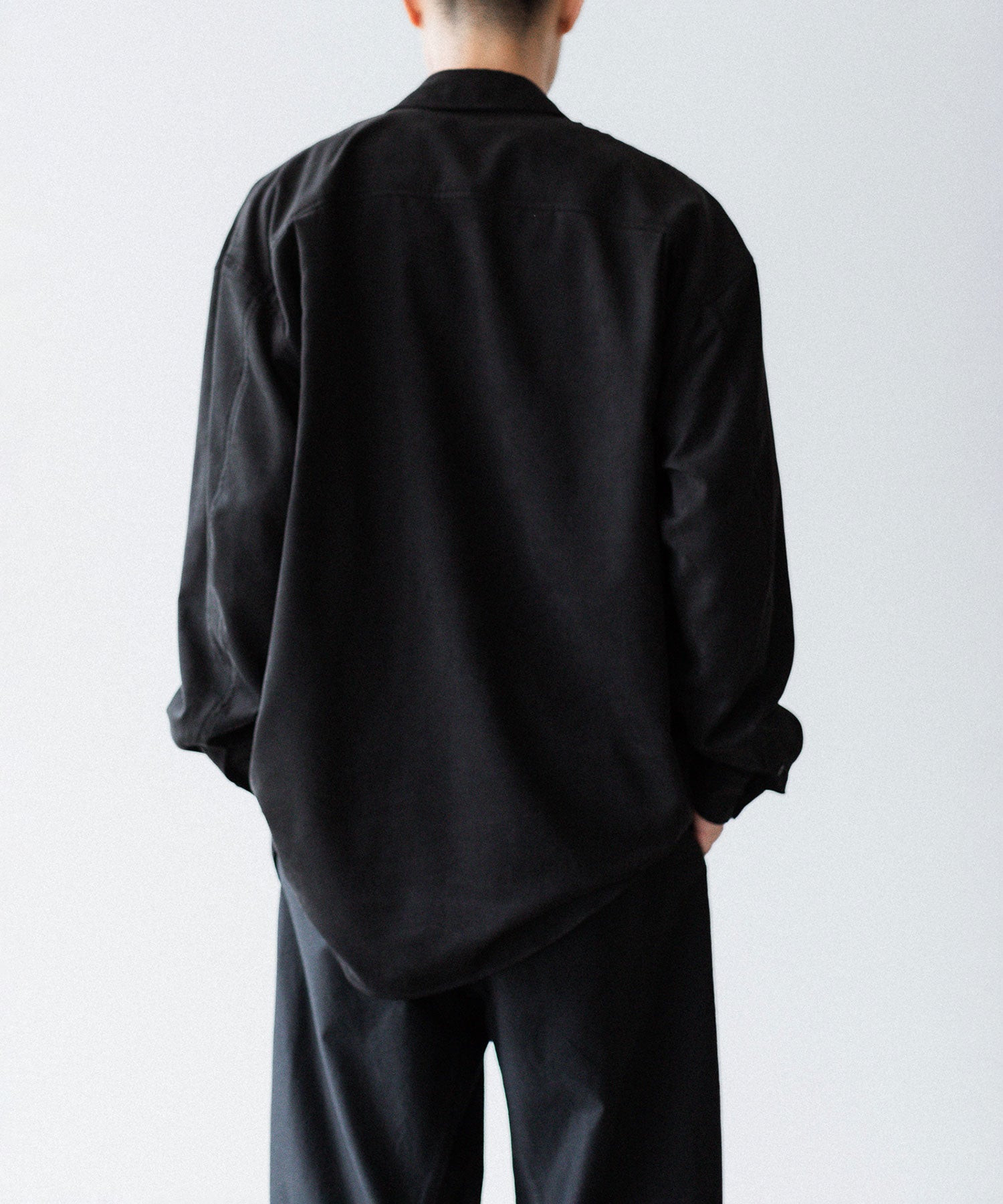VEIN ヴェインのSYNTHETIC SUEDE LEATHER L/S SHIRT - BLACKの公式通販サイトsession福岡セレクトショップ