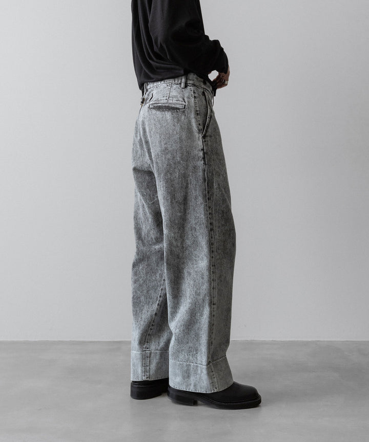 【INTÉRIM】VINTAGE FADE LIGHT DENIM MIL BAGGY TROUSER - LIGHT BLACK