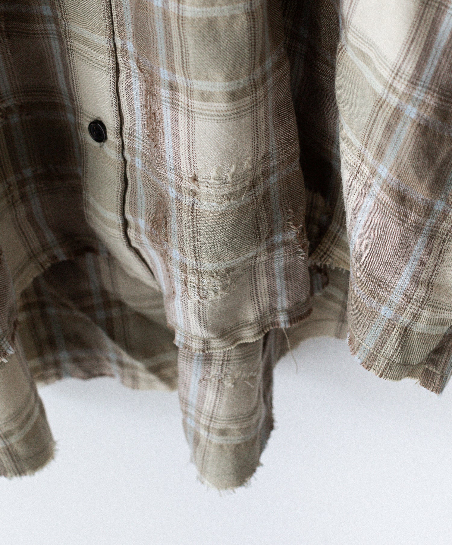 【CODA】YELLOW BROWN CHECKED WASHED THRASHED STRUCTURED SHIRT - YELLOW BROWN CHECK