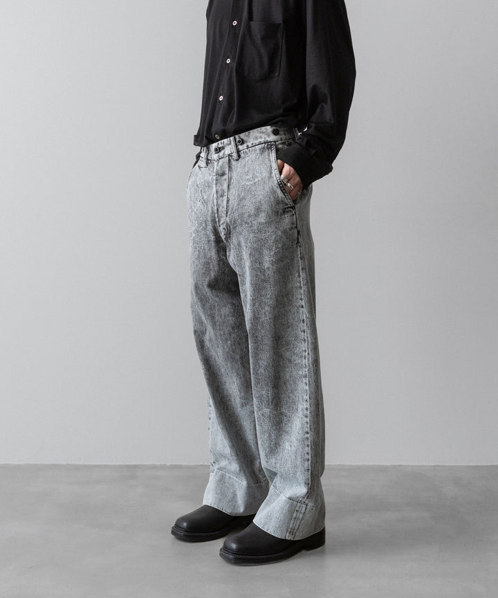 【INTÉRIM】VINTAGE FADE LIGHT DENIM MIL BAGGY TROUSER - LIGHT BLACK
