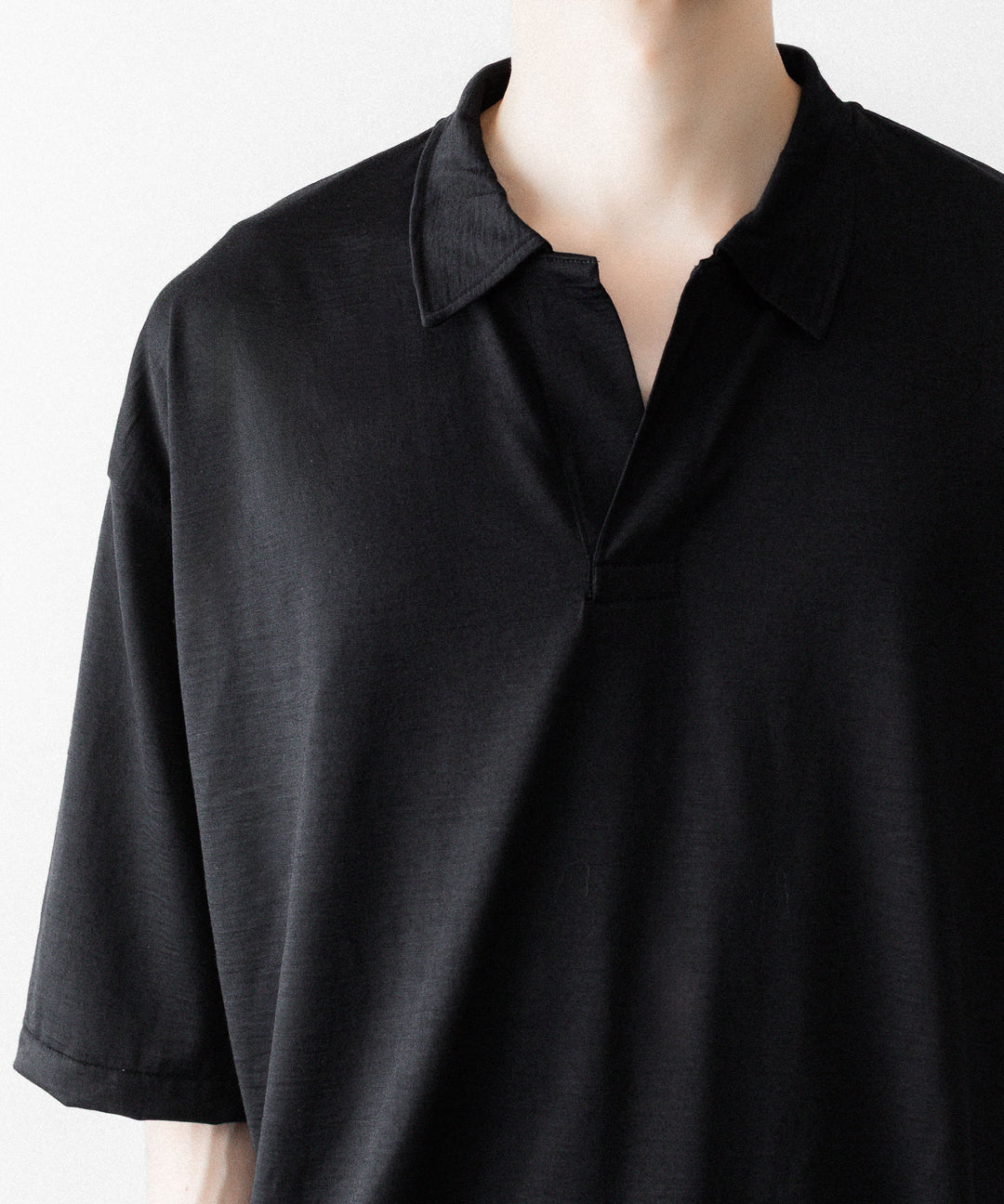 INTÉRIM - インテリムのEXTRA FINE MERINO WOOL JERSEY HYPER BIG SKIPPER SHIRTのBLACK公式通販サイトsession福岡セレクトショップ
