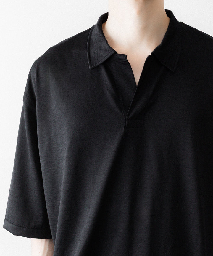 INTÉRIM - インテリムのEXTRA FINE MERINO WOOL JERSEY HYPER BIG SKIPPER SHIRTのBLACK公式通販サイトsession福岡セレクトショップ
