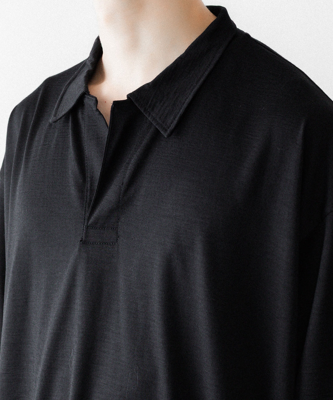 INTÉRIM - インテリムのEXTRA FINE MERINO WOOL JERSEY HYPER BIG SKIPPER SHIRTのBLACK公式通販サイトsession福岡セレクトショップ