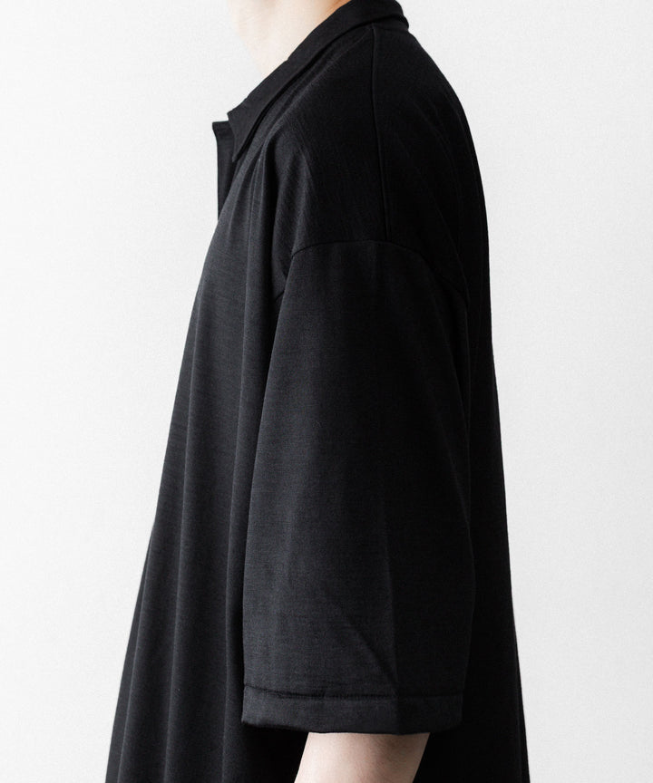 INTÉRIM - インテリムのEXTRA FINE MERINO WOOL JERSEY HYPER BIG SKIPPER SHIRTのBLACK公式通販サイトsession福岡セレクトショップ