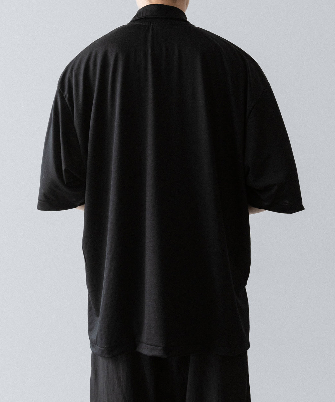 【INTÉRIM】    HYPER BIG EXTRA FINE MERINO WOOL JERSEY POLO SHIRT - BLACK