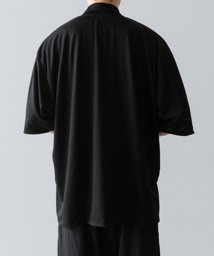 【INTÉRIM】    HYPER BIG EXTRA FINE MERINO WOOL JERSEY POLO SHIRT - BLACK