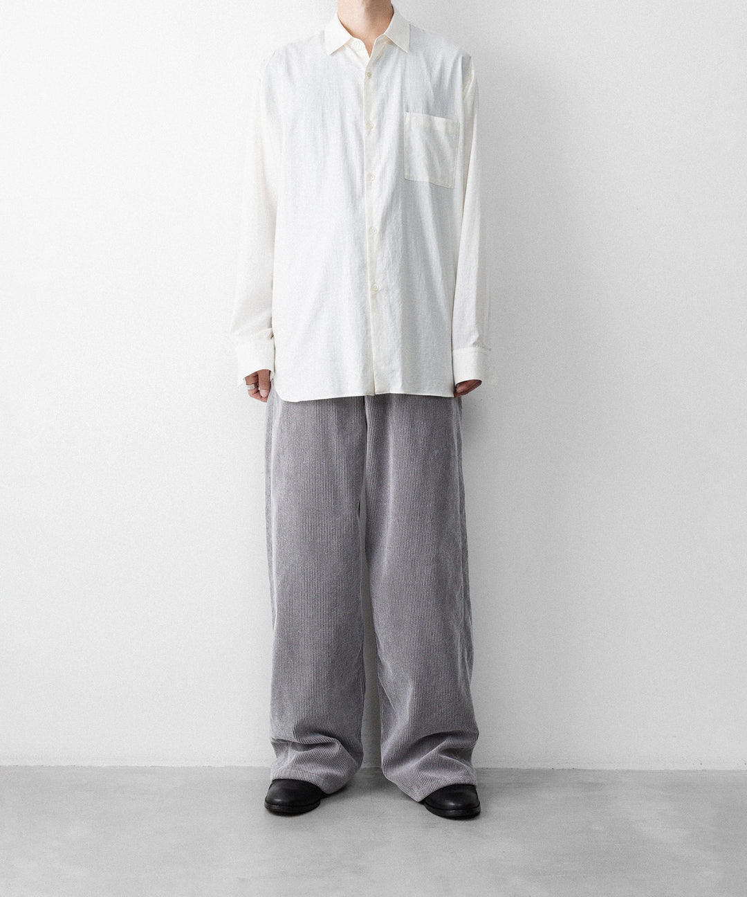 REVERBERATE リバーバレイトのFLOCKY CORDUROY PANTS - WIDEのGREY×WHITE 公式通販サイトsession福岡セレクトショップ