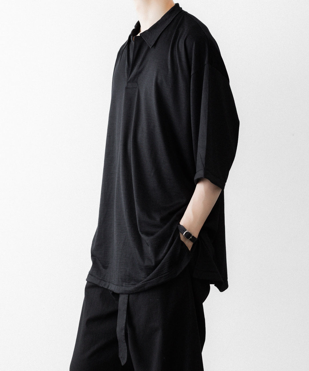 INTÉRIM - インテリムのEXTRA FINE MERINO WOOL JERSEY HYPER BIG SKIPPER SHIRTのBLACK公式通販サイトsession福岡セレクトショップ