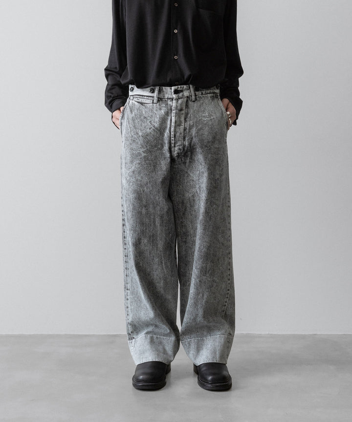 【INTÉRIM】VINTAGE FADE LIGHT DENIM MIL BAGGY TROUSER - LIGHT BLACK